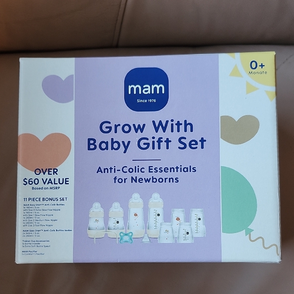 MAM Baby Bottle and Pacifier Set with Cream Accents